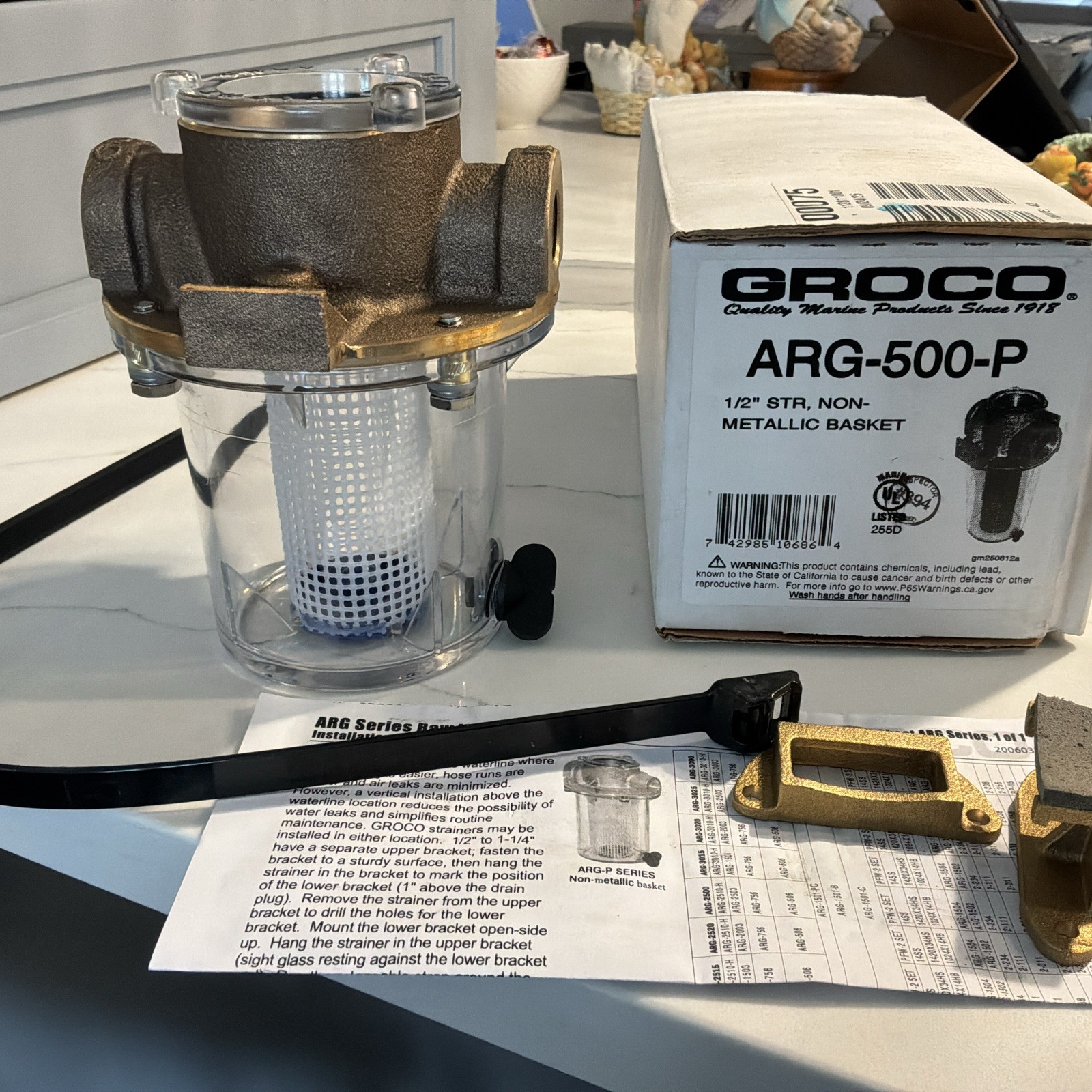 NEW: Bronze Groco ARG-500-P / 1/2 Inch Strainer, Non-Metallic Basket