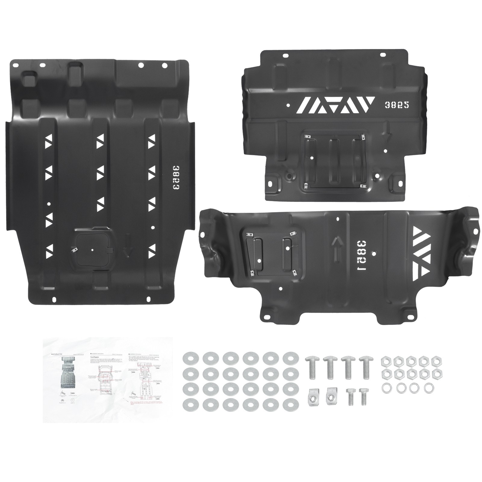 Full Skid Plate Kit For Ford F150 2015-2022 Heavy-Duty Complete Underbody Steel