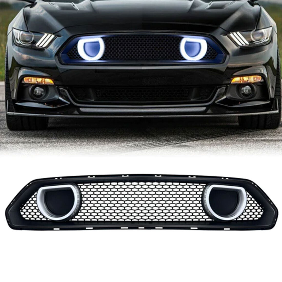 AMERICAN MODIFIED Mach 1 Front Upper Grille w/DRL LED for 2018-2023 Ford Mustang