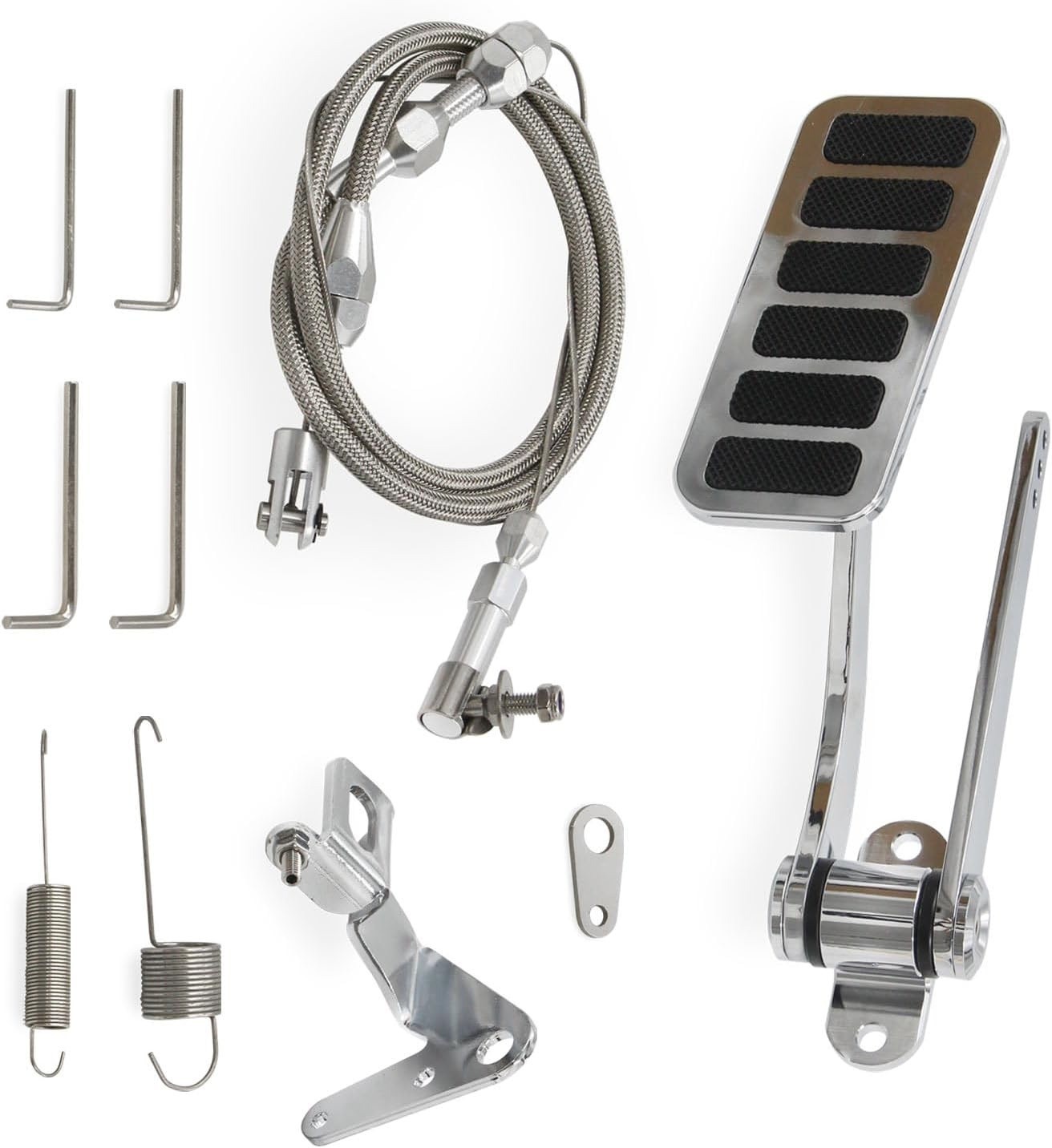 Universal Street Hot Rod Aluminum Gas Pedal + Throttle Cable & Spring Set😍⬆️