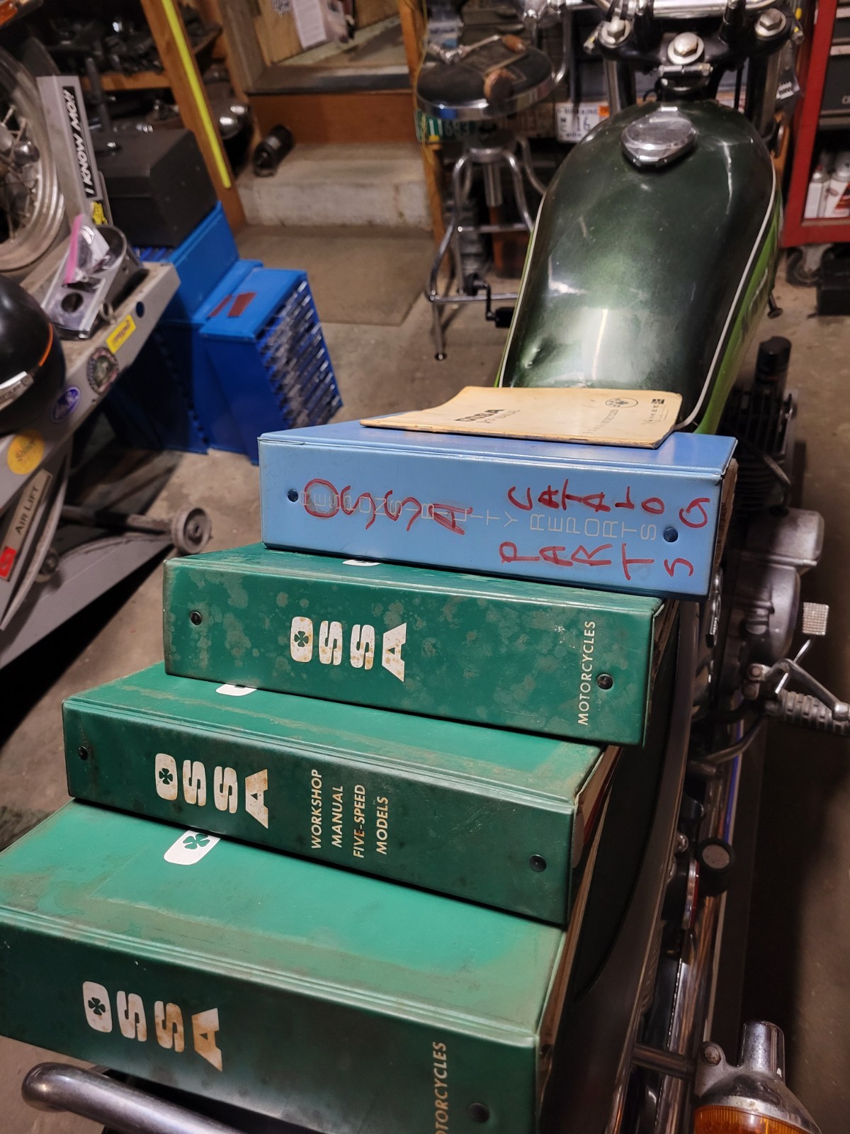 1960\'s-1970\'s Ossa OEM Factory Workshop Dealer Parts Manual Set Green Books 1960\'s-1970\'s Ossa OEM Factory Workshop Dealer Parts Manual Set Green Books