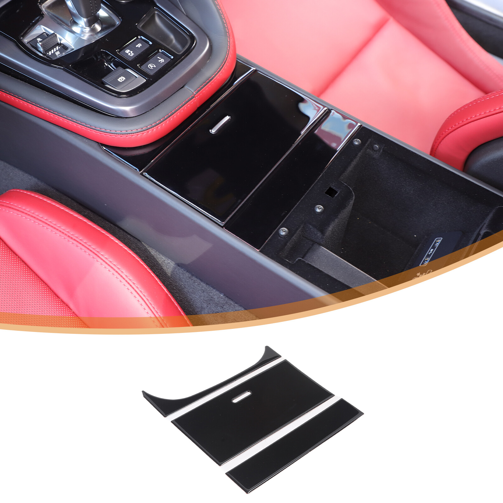 Glossy Black Central Control Storage Box StickerTrim For Jaguar F-TYPE 2013-2022