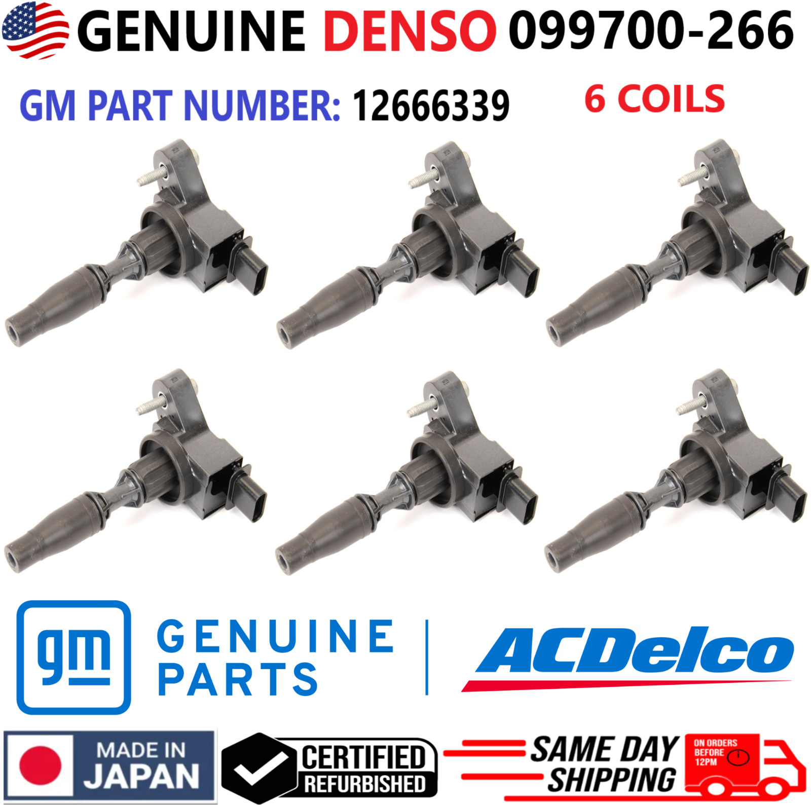 GENUINE x6 Ignition Coils For 2014-2026 Buick Cadillac Chevrolet GMC, 099700-266