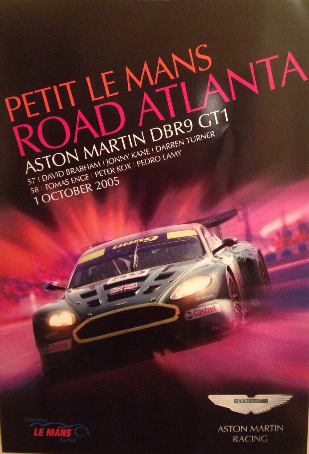 Aston Martin DBR9 GT1 Road Atlanta Petit Le Mans 2005 Event Rare Car Poster:>)