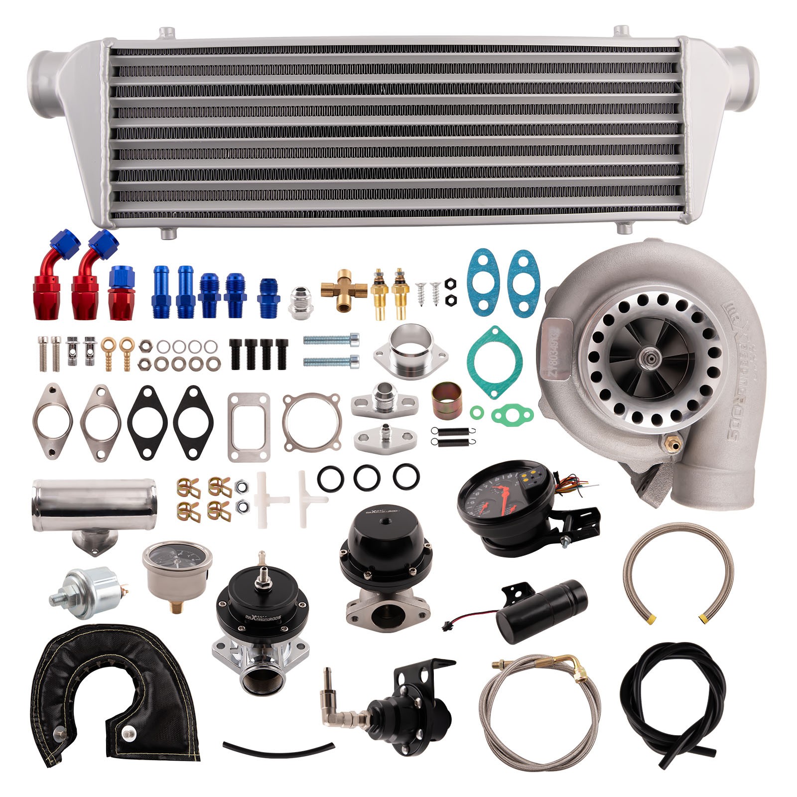 GT3582 Turbo T3 AR.70/63 Turbocharge Kit Wastegate BOV Intercooler Oil Lines