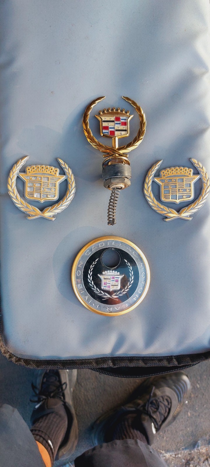 1997 -1999 Cadillac Deville Gold Plated Hood Ornament  And Emblem Set