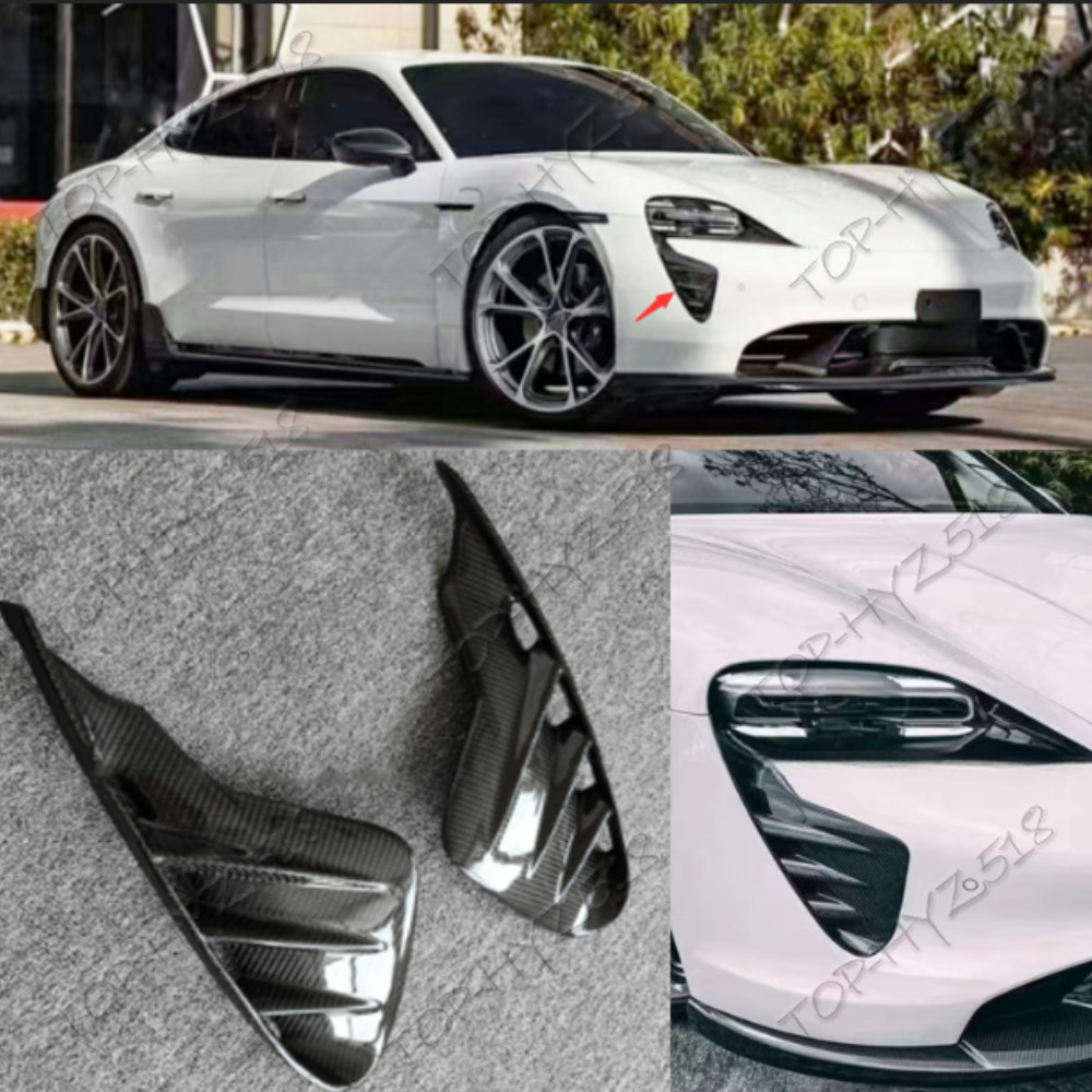 FOR 2020-2023 Porsche Taycan/Techart carbon fiber front butterfly wind knife2Pcs