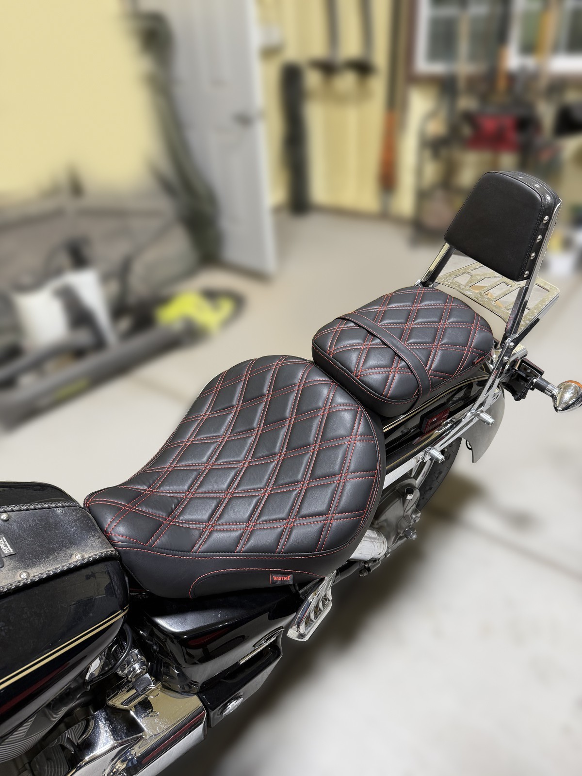 Red Diamond Two Up Driver Passenger Seat For Honda Shadow Aero VT750C 2004-2025