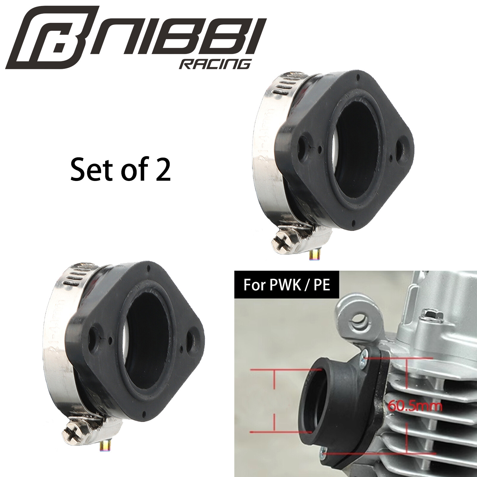 NIBBI Set Of 2 60mm Flange Adapter Manifold 35mm Spigot VM24 VM26 TM28 PE PWK