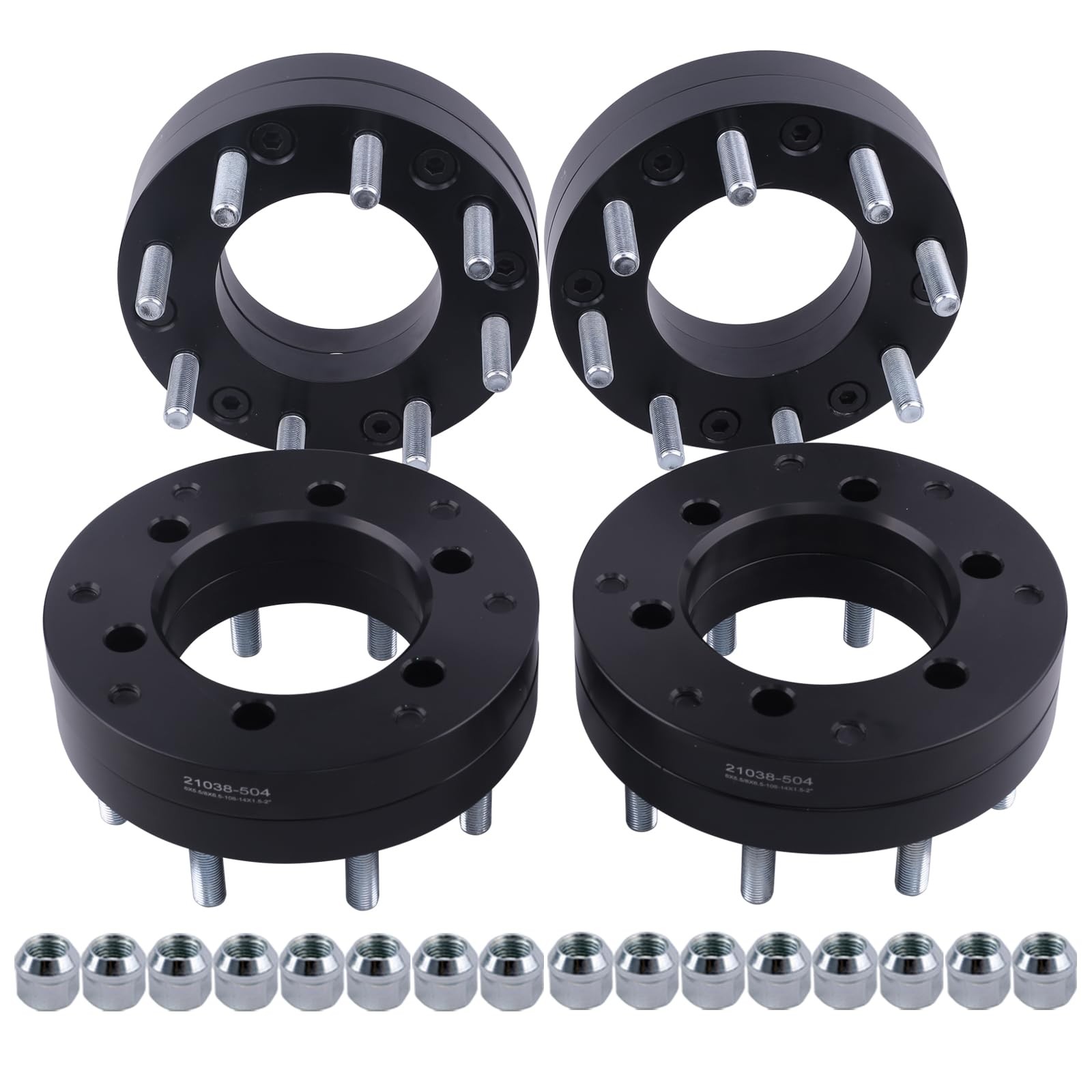 VLAOSCHI 4X Black 6x5.5 to 8x6.5 Wheel Adapters 2 Inch with 14x1.5 Studs VLAOSCHI 4X Black 6x5.5 to 8x6.5 Wheel Adapters 2 Inch with 14x1.5 Studs