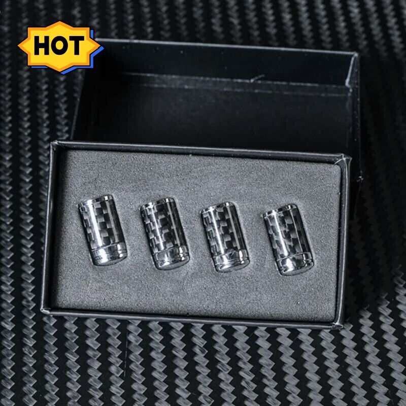 4x Real Carbon Fiber Tire Tyre Air Valve Stems Caps Cover Wheel Accessories Gift