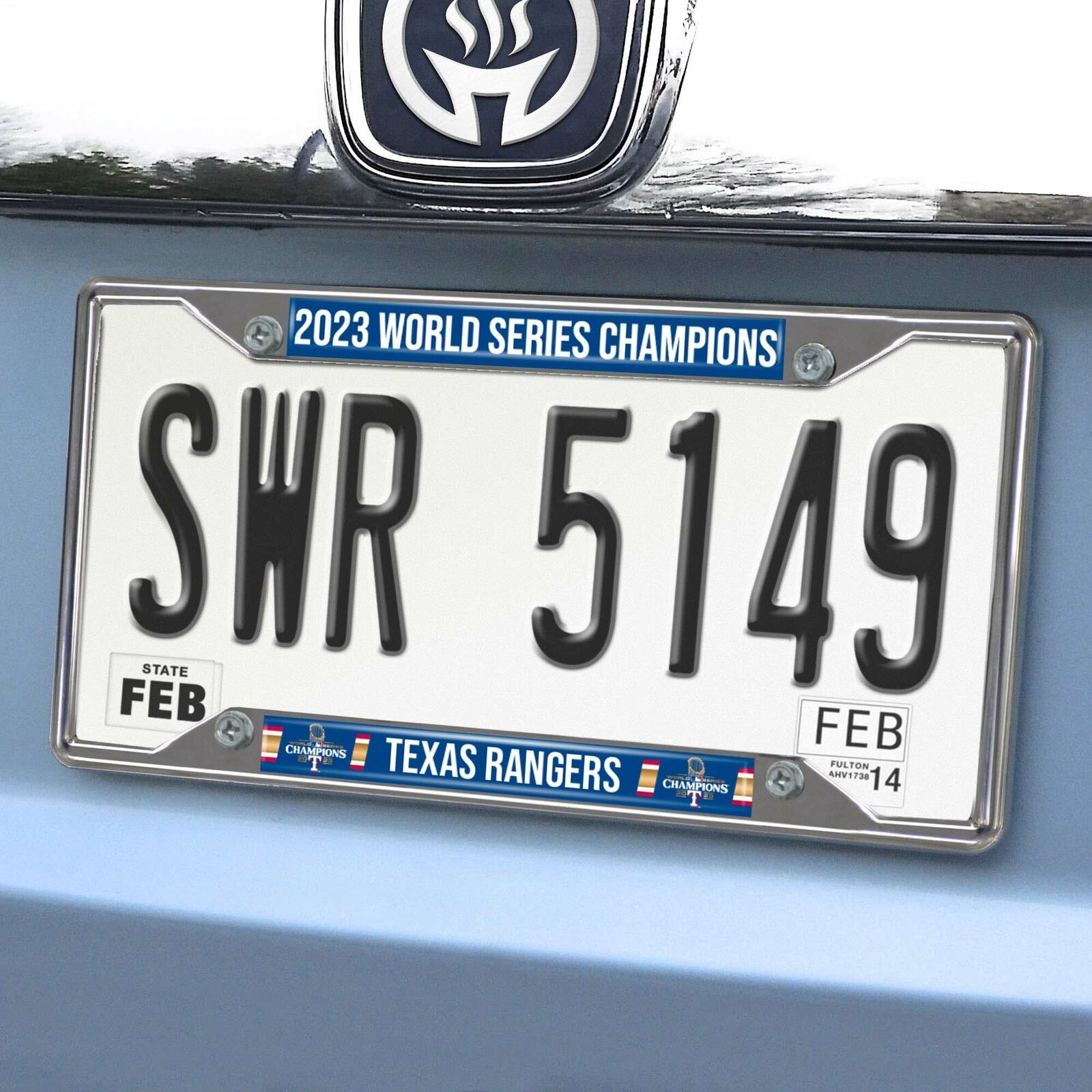 Fanmats 41936 Texas Rangers 23 MLB World Series Champ Chrome License Plate Frame