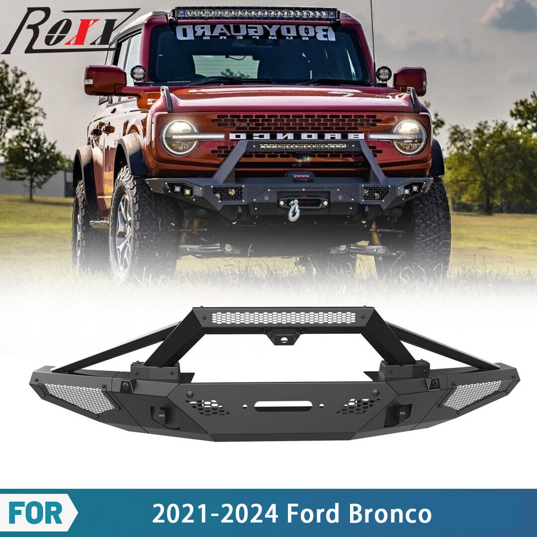 3 In 1 Front Bumper Assembly w/2*Side Wings+Upper Bend For 2021-2023 Ford Bronco