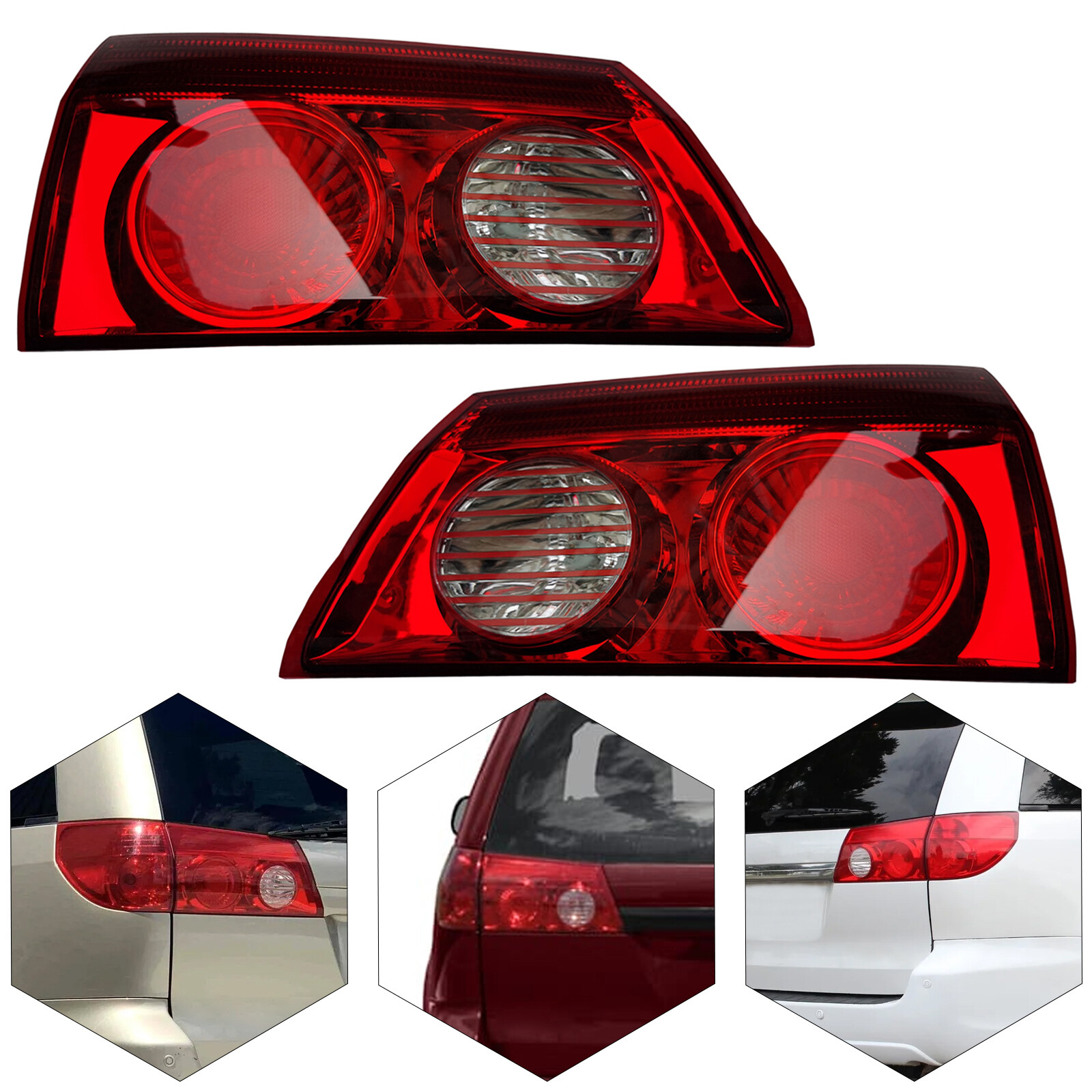 Pair For Toyota Sienna Inner Tail Lights Halogen Rear Lamps Left+Right 2006-2010