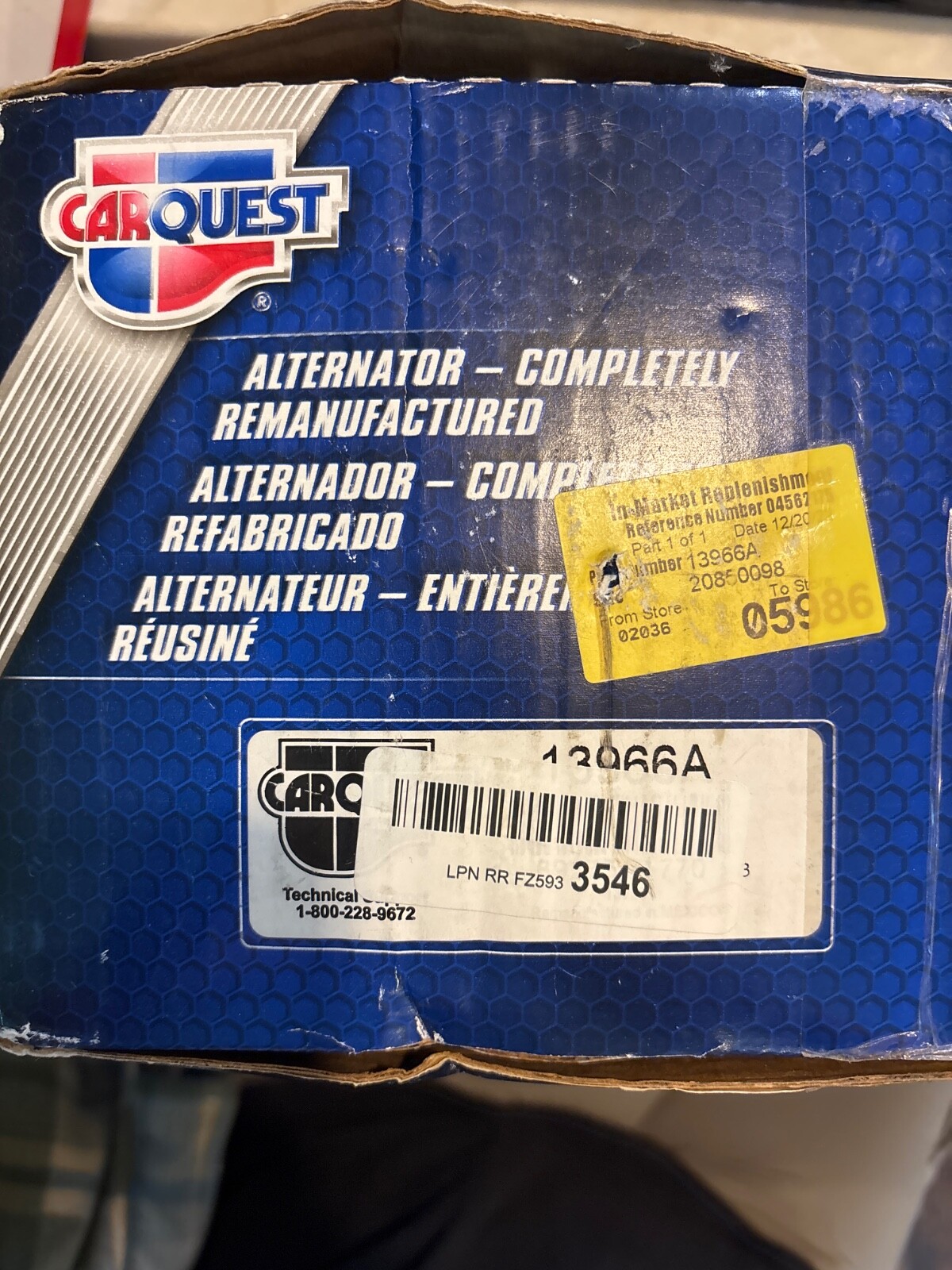 Alternator CARQUEST 13966A Reman Alternator CARQUEST 13966A Reman