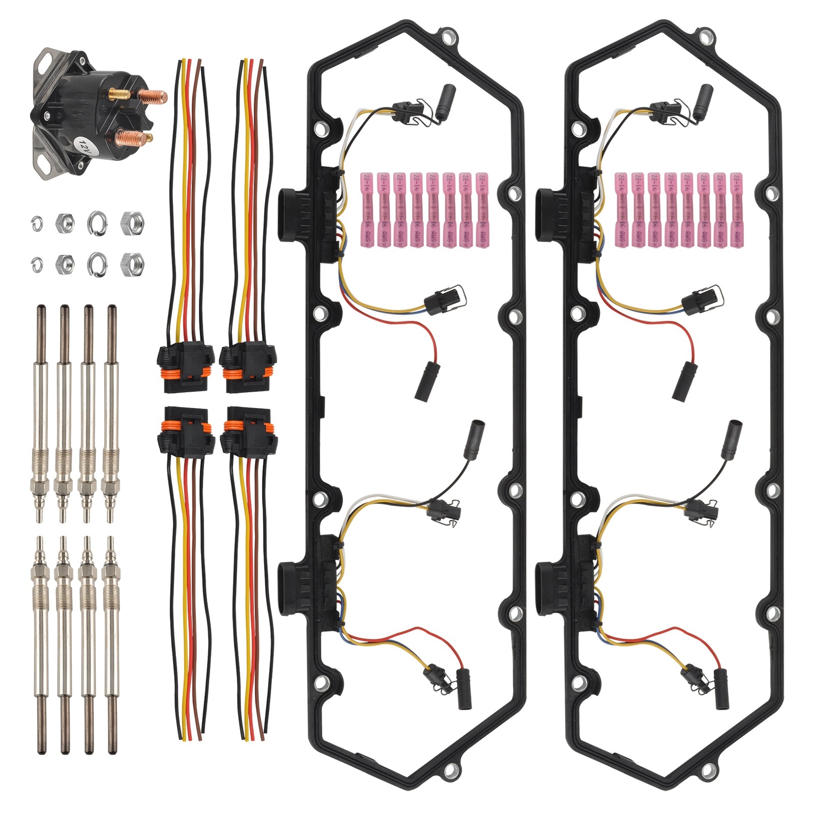 For 94-97 Ford 7.3L Powerstroke Diesel Valve Cover Gaskets & Glow Plugs & Relay