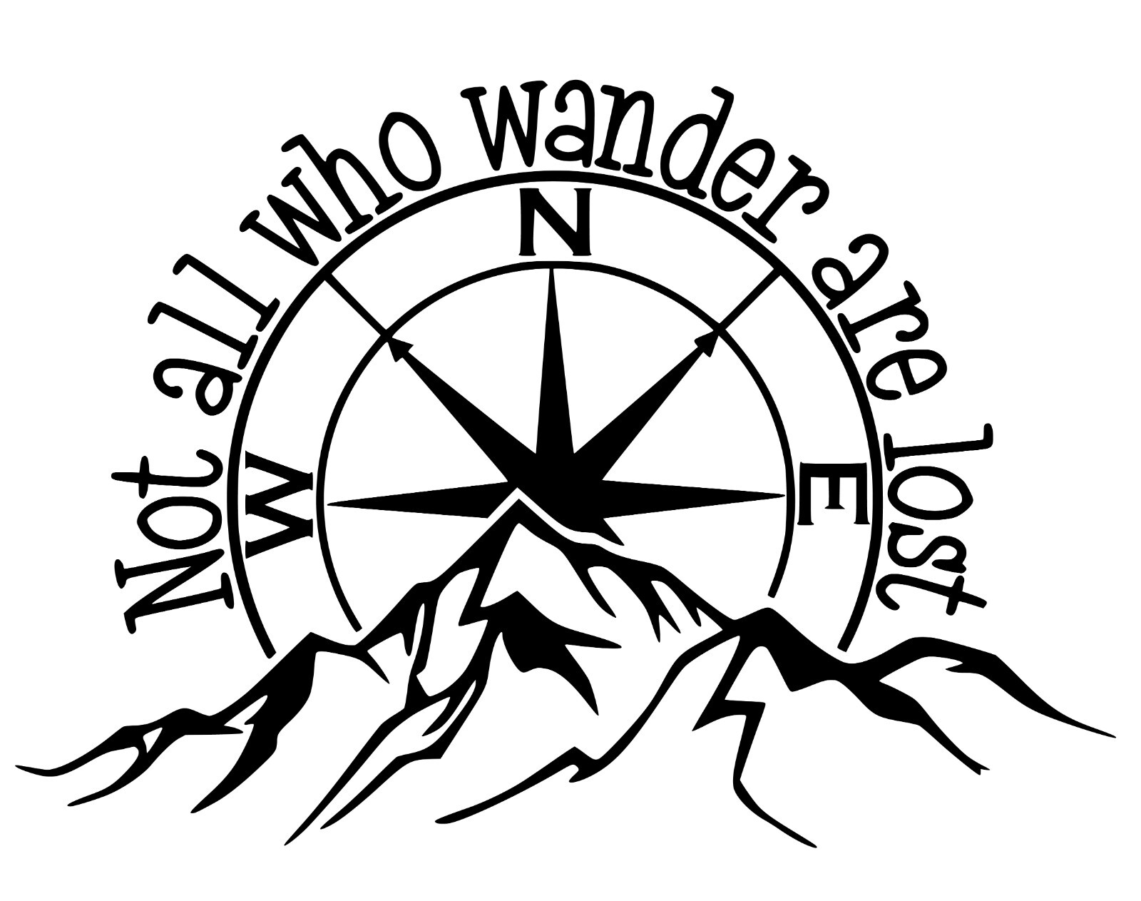 Wanderlust Sticker, Not All Who Wander Are Lost Decal, Compass Adventure Vinyl