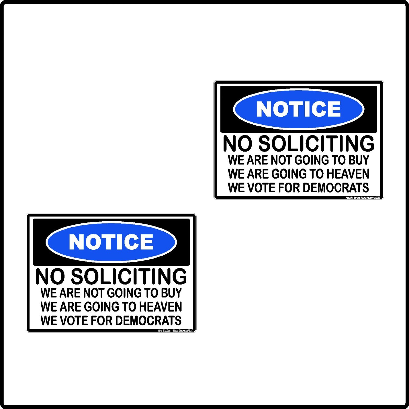 2pk Notice No Soliciting We Vote Democrat Hard Hat Laptop Funny Sticker Decal
