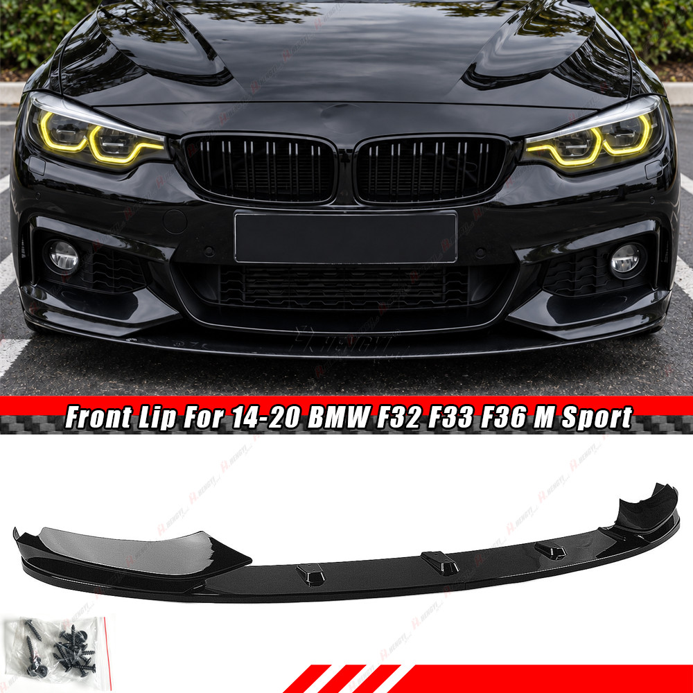 Gloss Black Front Bumper Lip Splitter For 14-20 BMW 4Series F32 F33 F36 M Sport
