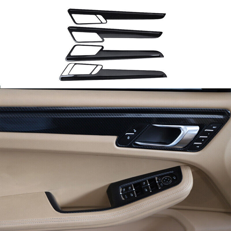 Fit For Porsche Macan 2015-2021 ABS Carbon Fiber Inner Door Panel Cover Trim 4X