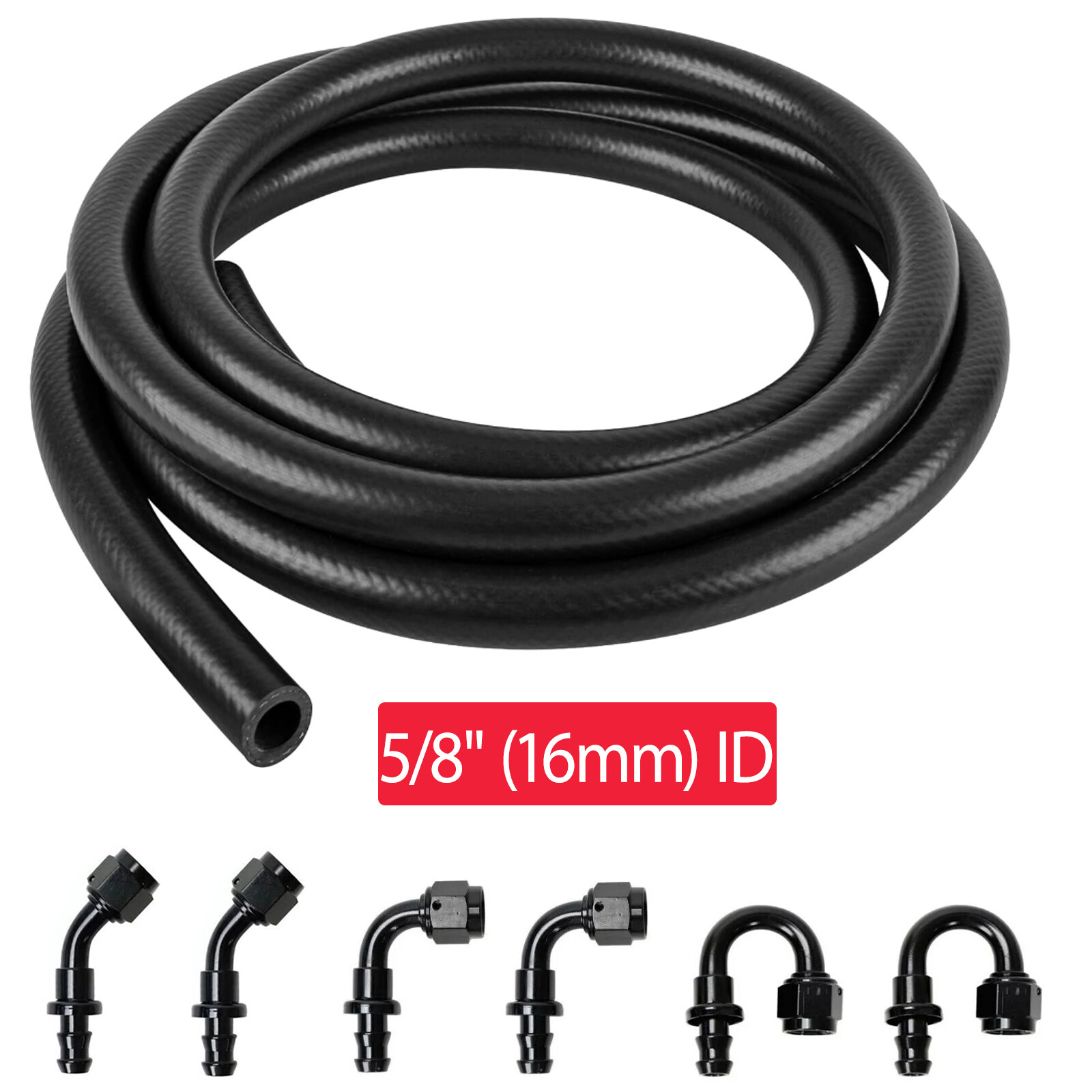 5/8 Inch (16mm) ID NBR Fuel Line Hose With 10AN to 5/8 Push Lock Hose Fitting