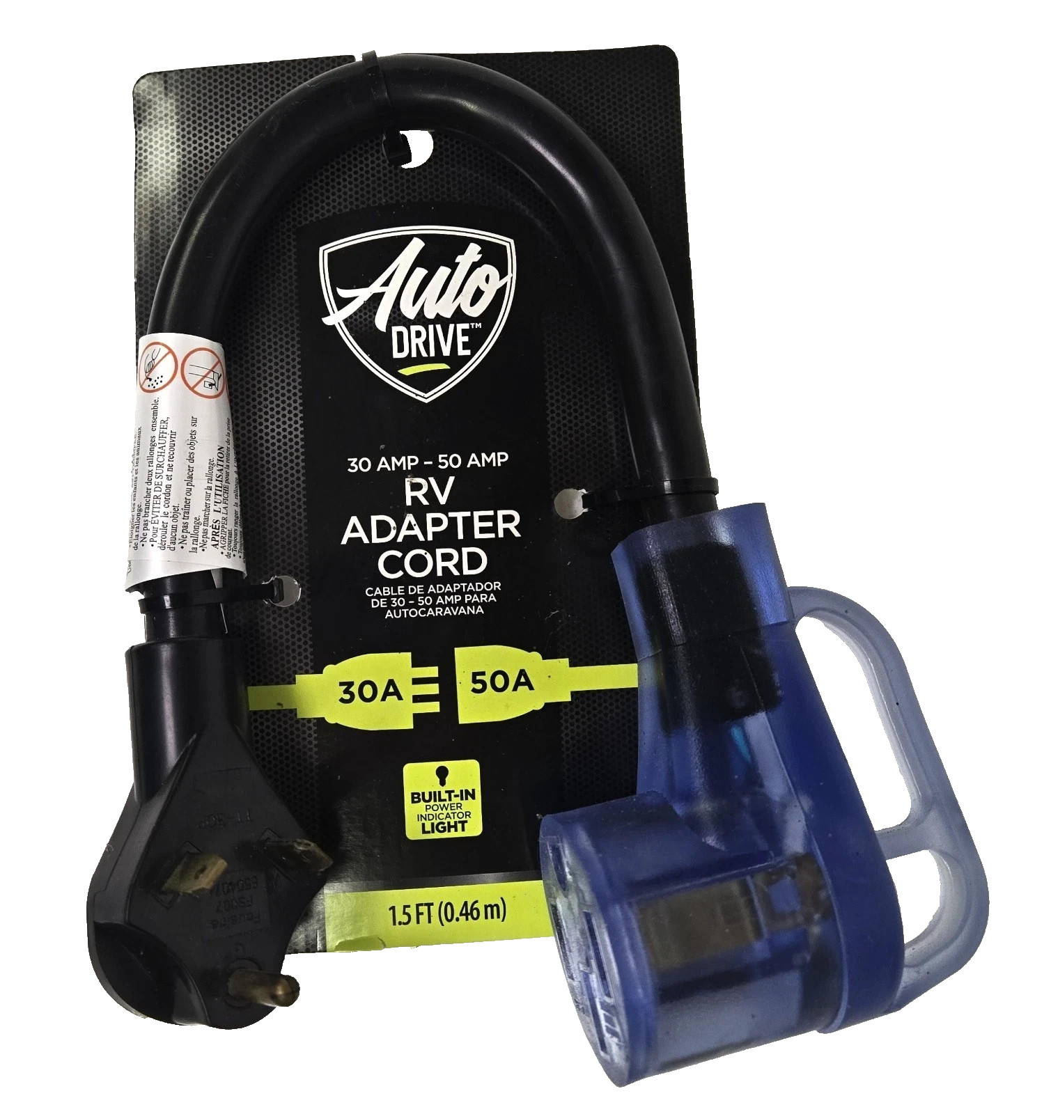Auto Drive 10/3 Stw 50 Amp -30 Amp Rv Adapter Extension Cord With Lighted Ends