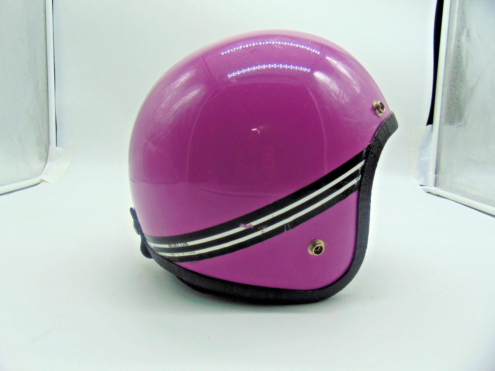 Vintage Norcon TW-1 Helmet Purple with Black/White Stripe 1966 Unknown Size