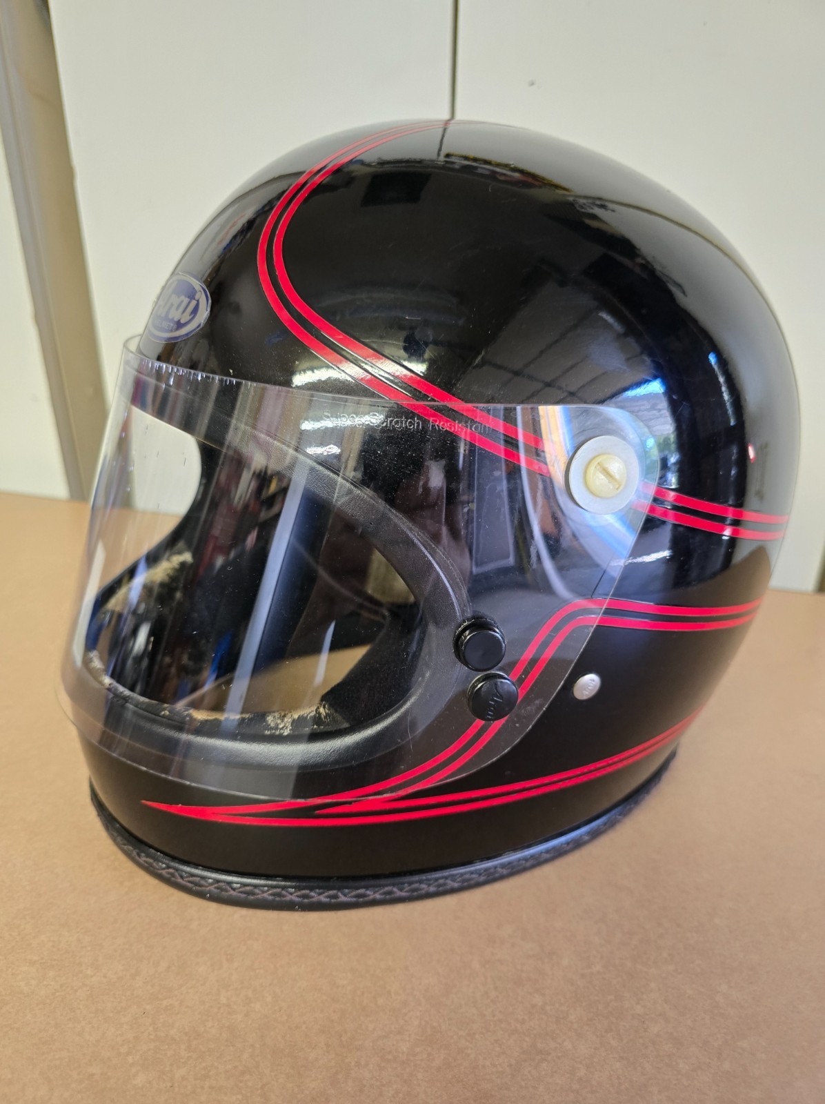 Vintage 1979 Full Face Arai Red, burgundy Motorcycle Helmet SZ LARGE WITH SHEILD Vintage 1979 Full Face Arai Red, burgundy Motorcycle Helmet SZ LARGE WITH SHEILD