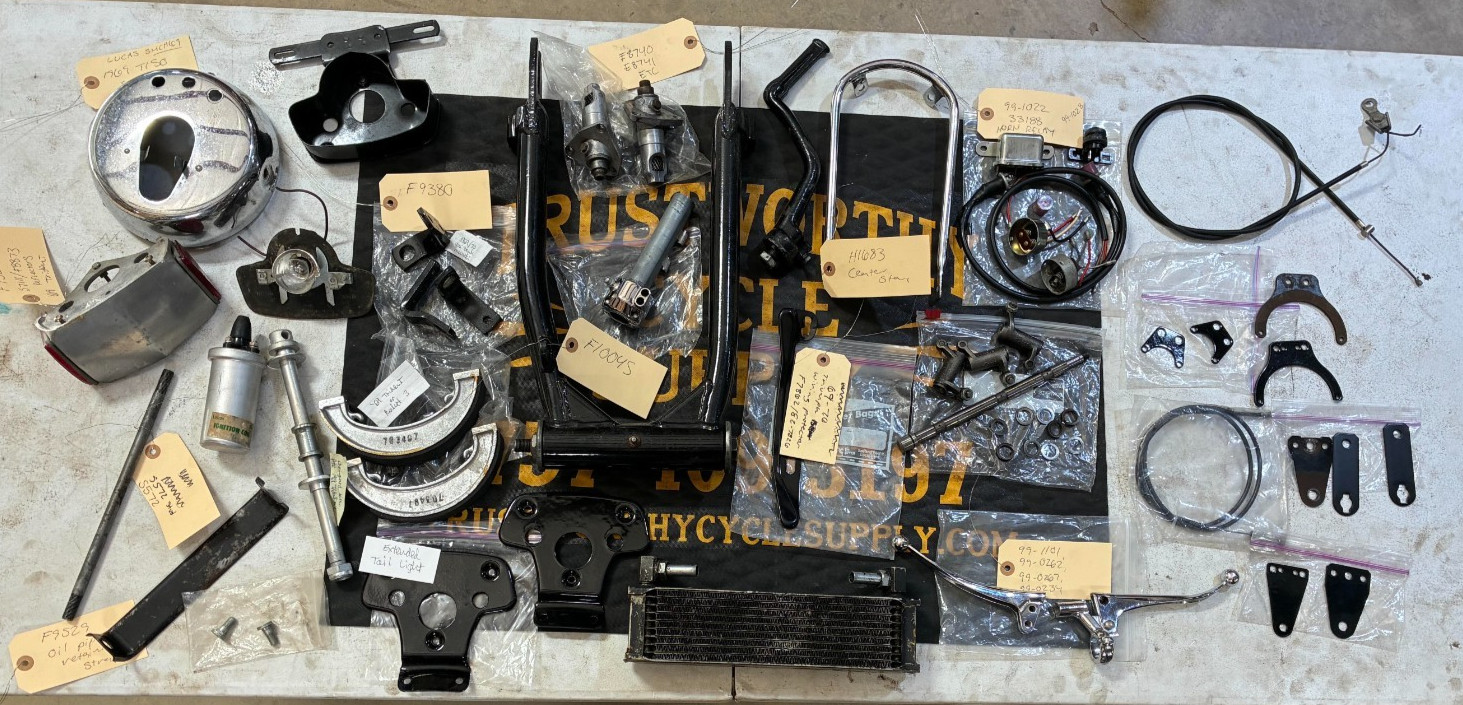 LARGE LOT OEM TRIUMPH T150 TRIDENT 1969 70 PARTS LUCAS LIGHTING HORN MOUNTS MORE