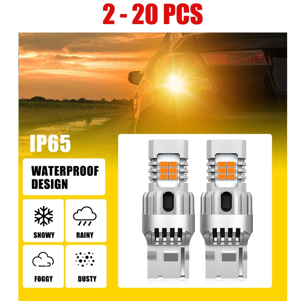 2-20PCS AUXITO 7443 7440 T20 50W LED AMBER ERROR TURN FREE INDICATOR GLOBE BULBS