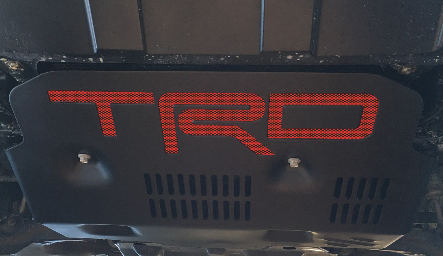 Raised Red Carbon Plastic Letters TRD Skid Plate