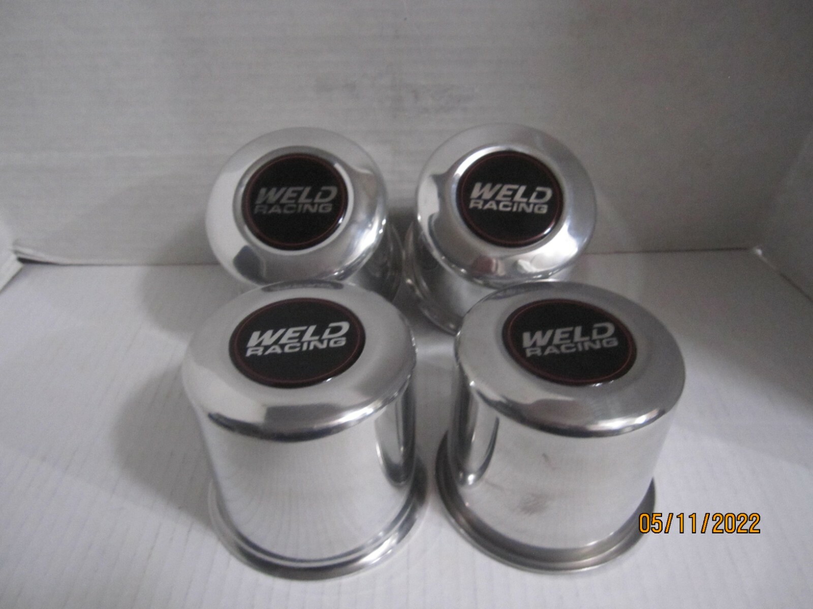 4  WELD RACING ALUMINUM CENTER CAPS 6 LUG  WHEELS  4.25 OD , 4 1/2 TALL