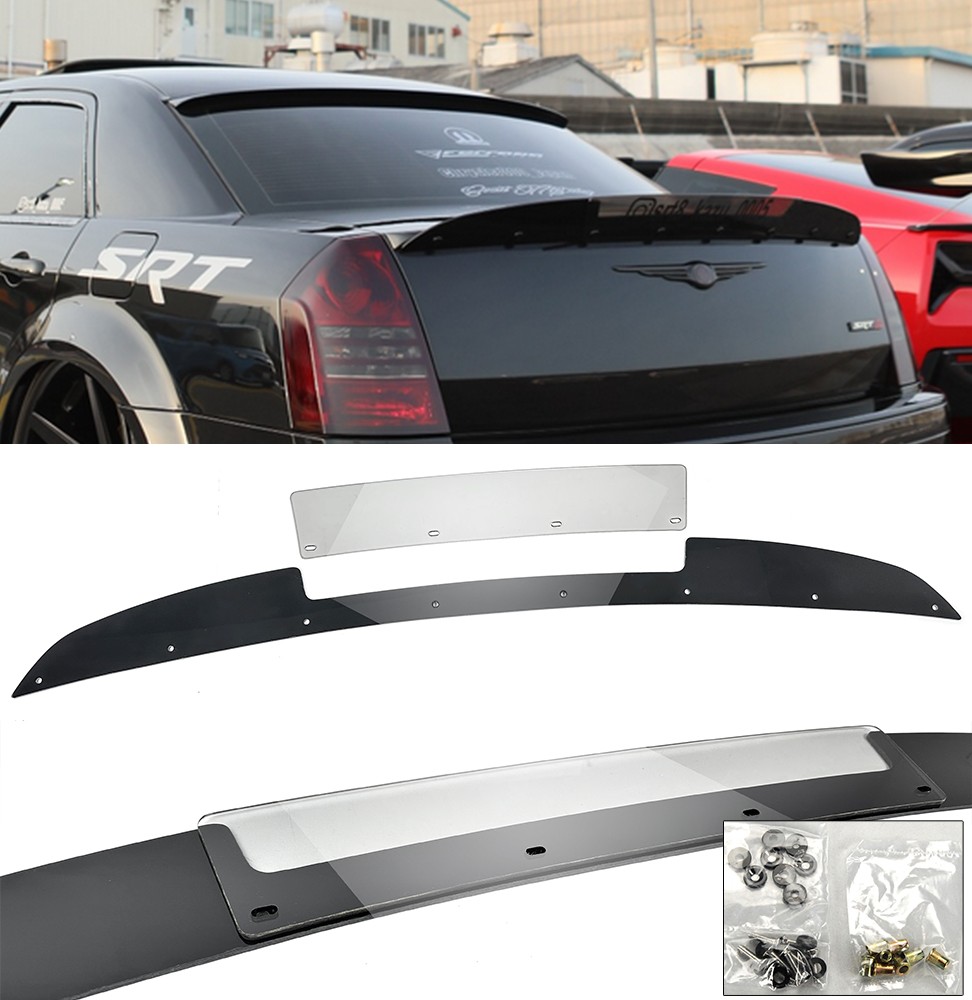 Fit 05-10 Chrysler 300 Spoiler G1 2 Pcs Black Add on Decklid Flap Wickerbill 