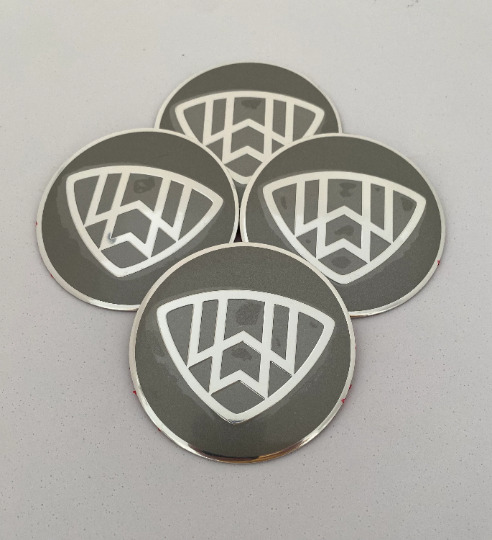 4x 75mm Silver and Chrome Stickers Emblems