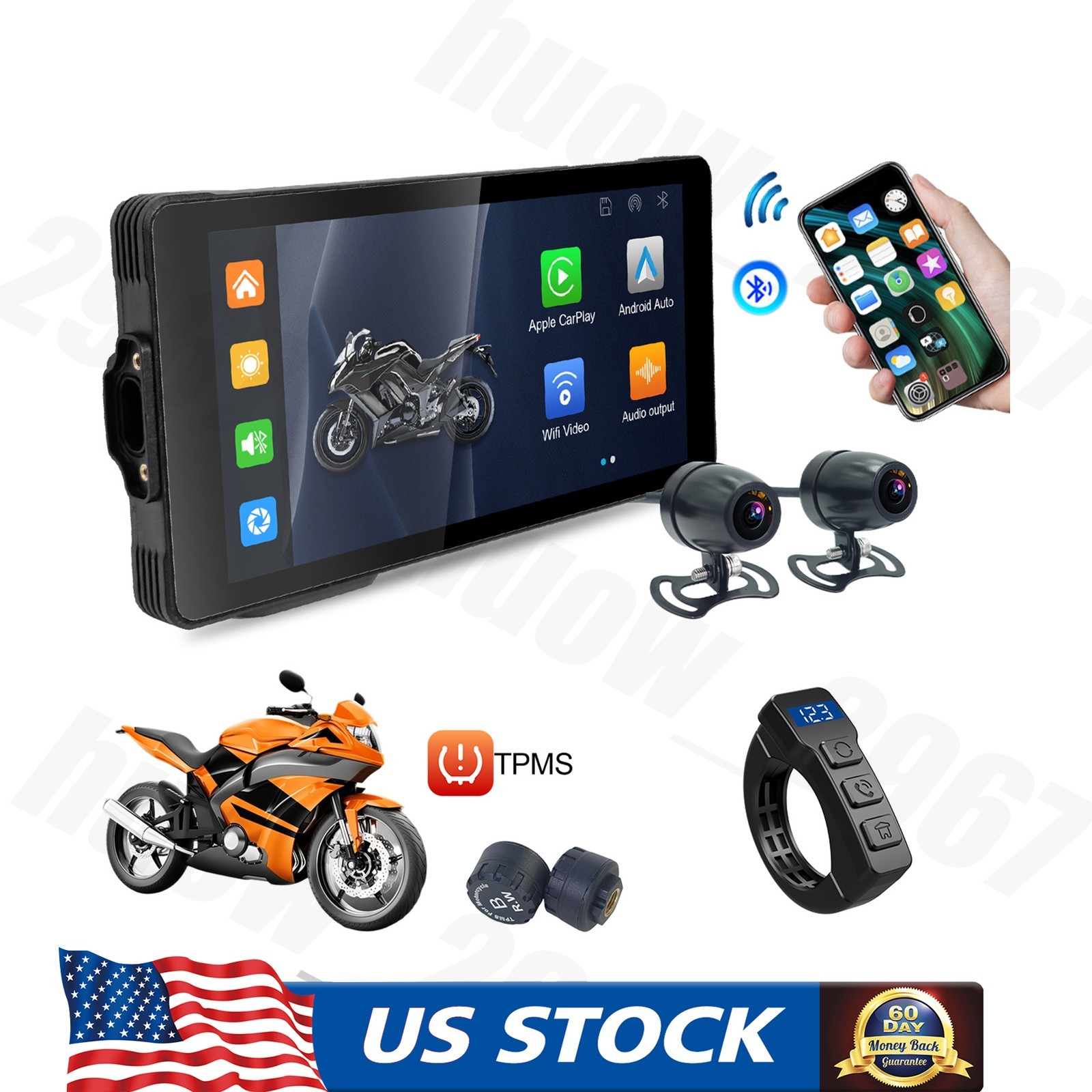 Motorcycle Head Unit 5.5inch Touchscreen Bluetooth V4.0 Wireless CarPlay Android