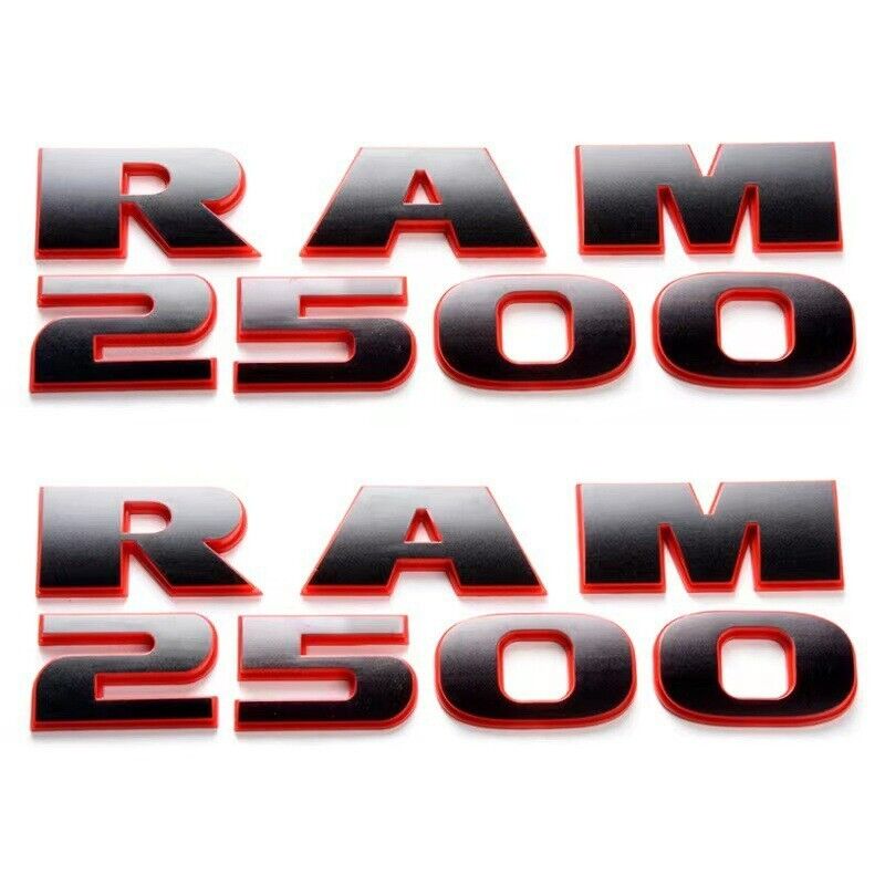 2pcs R-a-m 2500 Door Nameplate 3D Emblem for R-a-m Truck (Black Red)