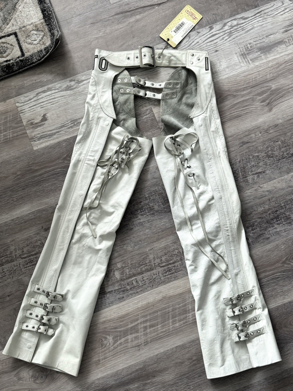 ICON Bombshell Kitty Chaps Y2K Women’s Motorcycle Pants - Size S- White