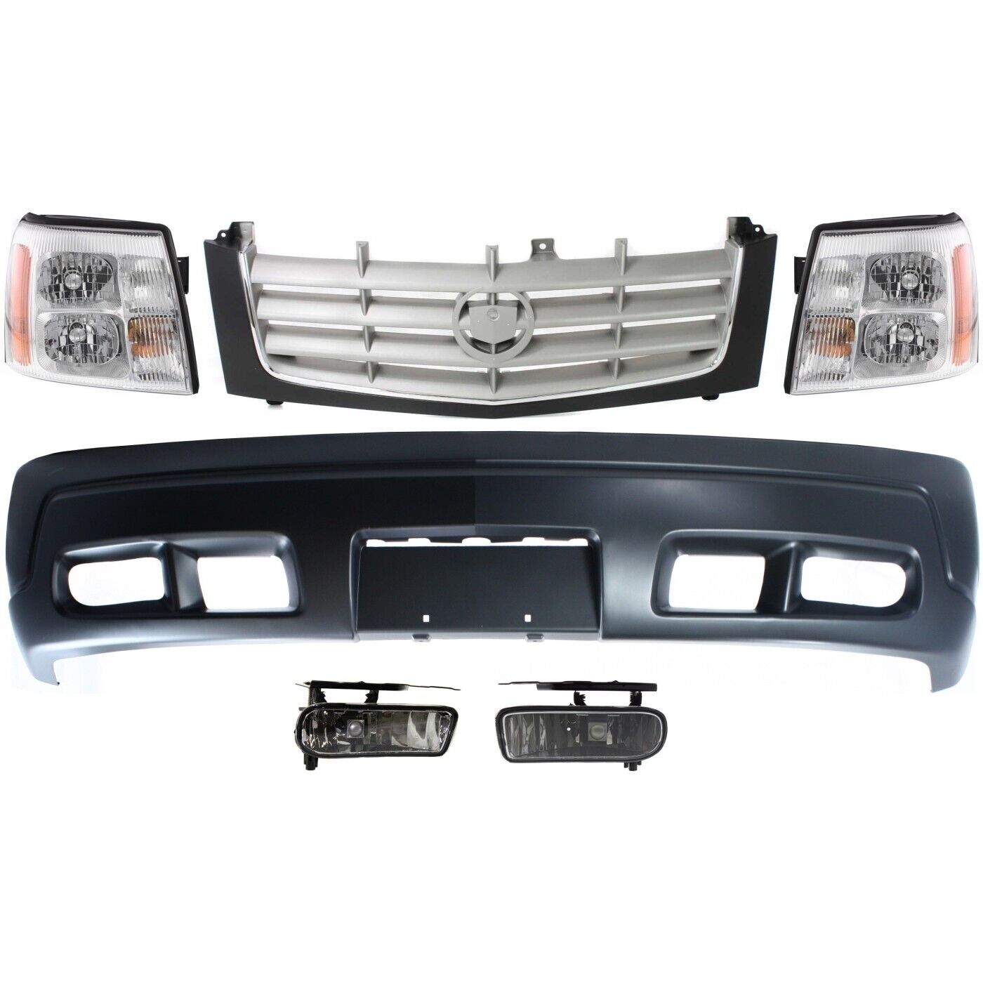 Bumper Cover Fog Light Kit For 2002-2002 Cadillac Escalade Front
