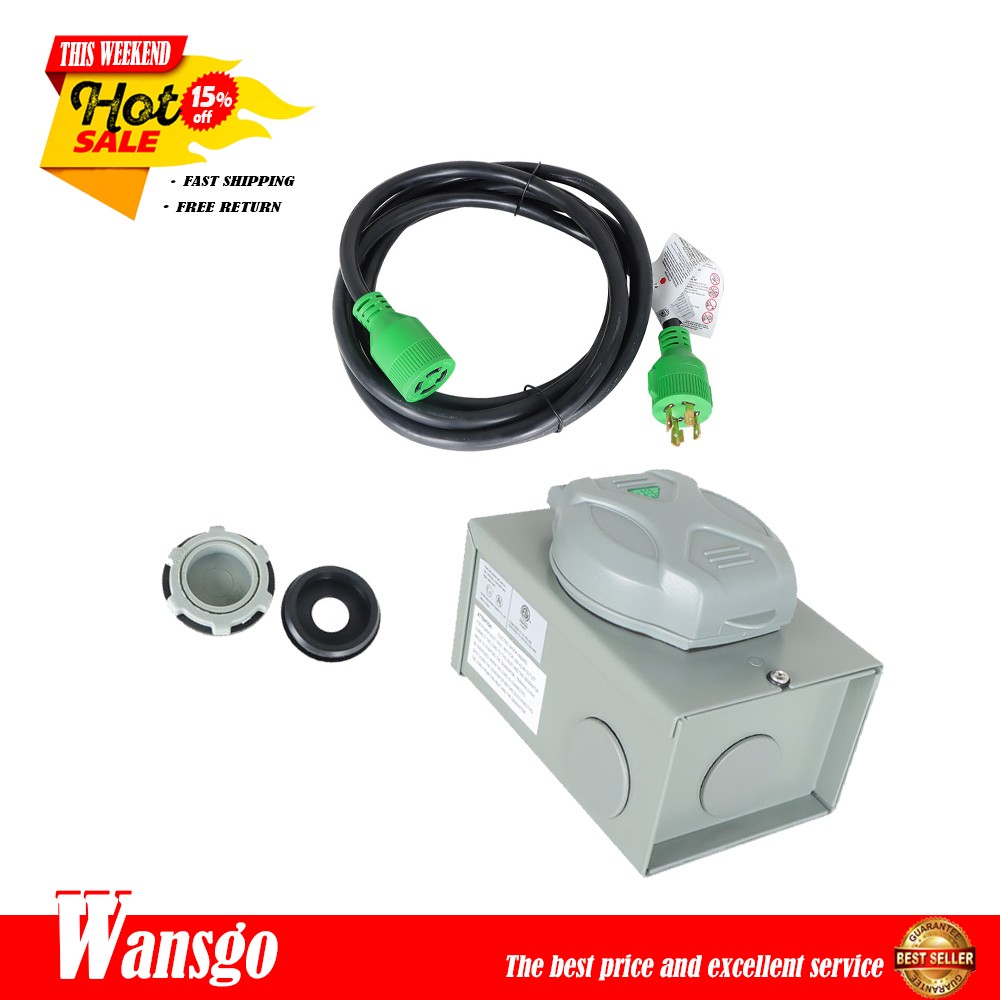 30A Generator Cord 15FT and Power Inlet Box 30 Amp Generator Inlet Box with Cord 30A Generator Cord 15FT and Power Inlet Box 30 Amp Generator Inlet Box with Cord