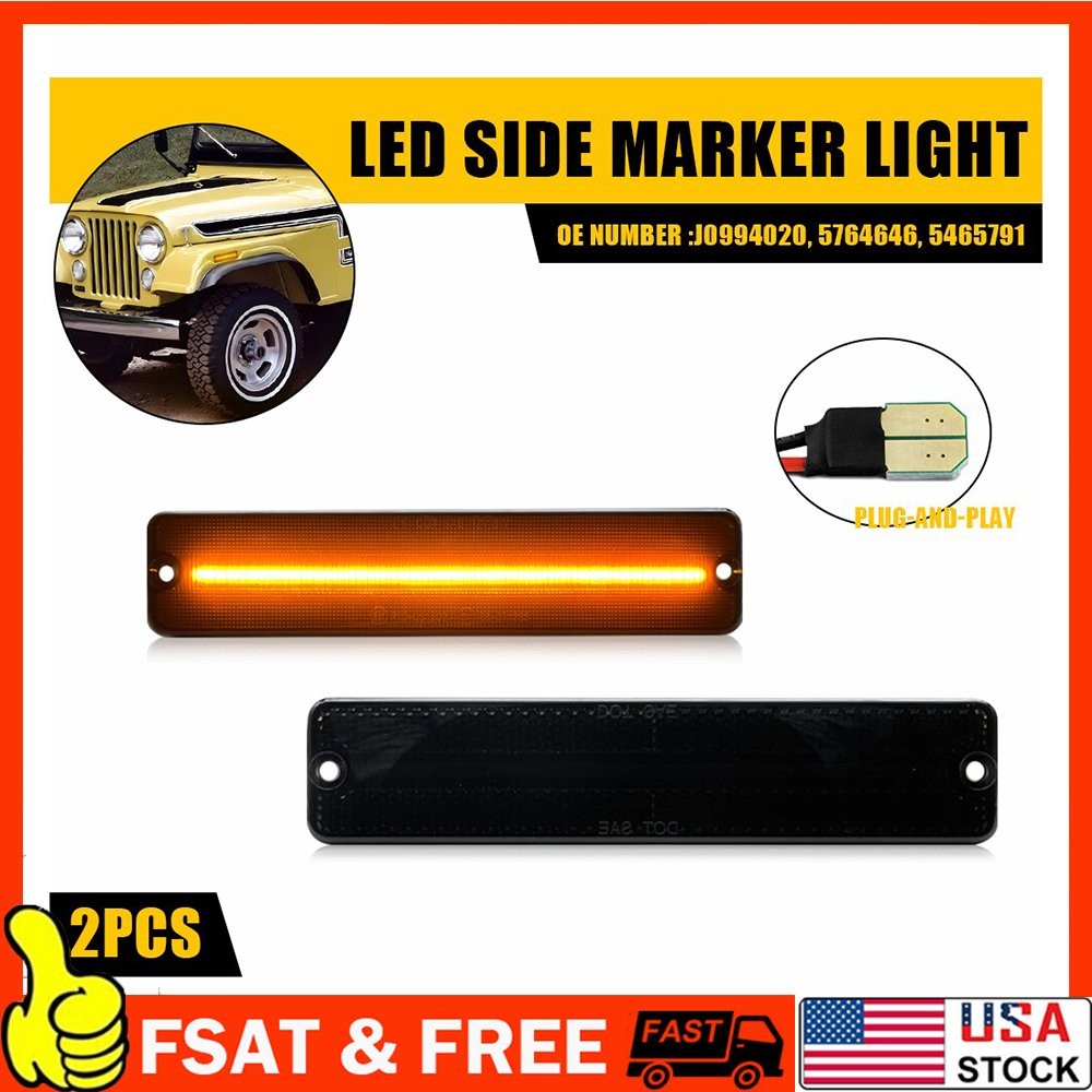 Fits JEEP CJ5 CJ6 CJ7 CJ8 SMOKED SIDE TURN SIGNAL Marker LIGHT AMBER LED 1-10Set