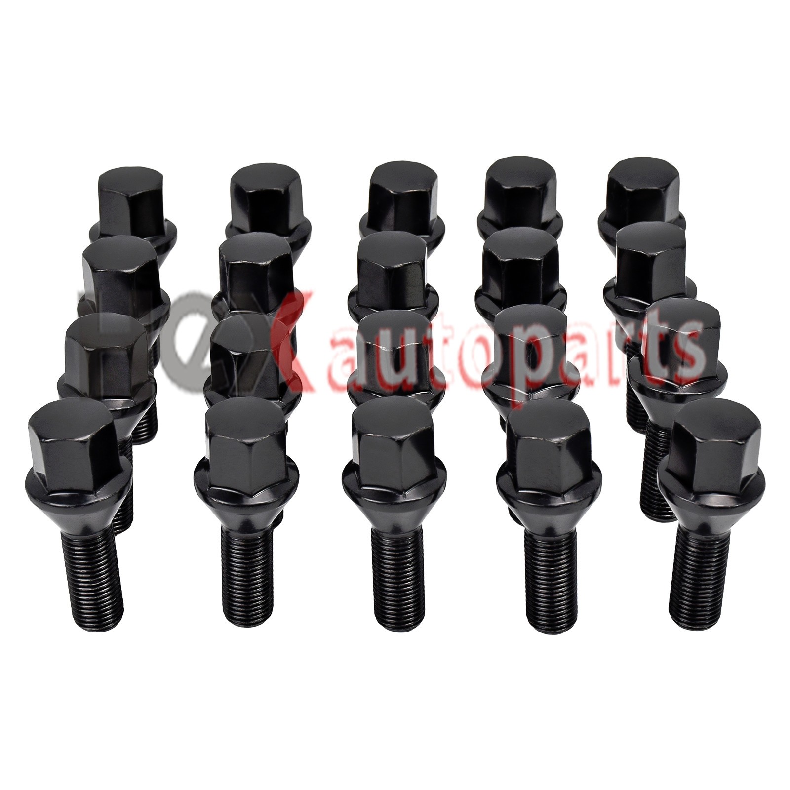 20PCS 12x1.25 Black Lug Nuts for Jeep Cherokee Compass Dodge Dart Chrysler 200