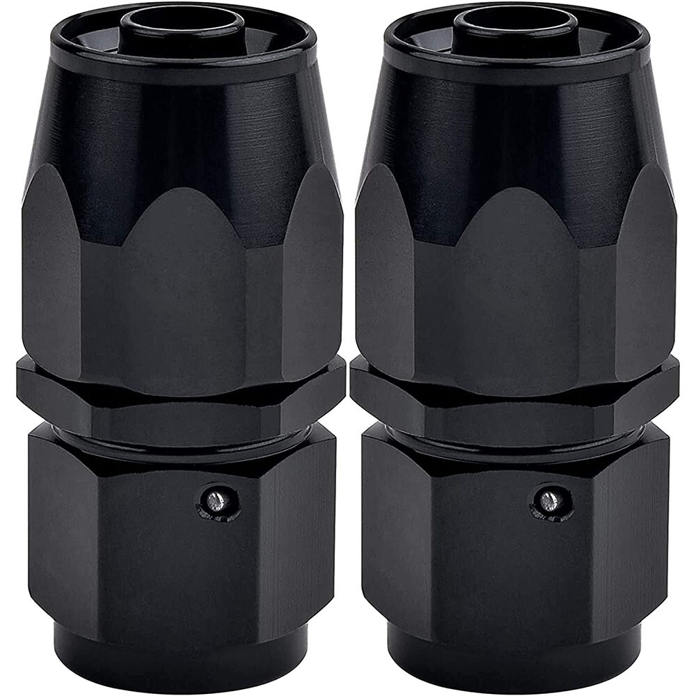 2Pcs AN10 -10AN Straight Swivel Hose End Fitting Adaptor For Oil Fuel Line Black