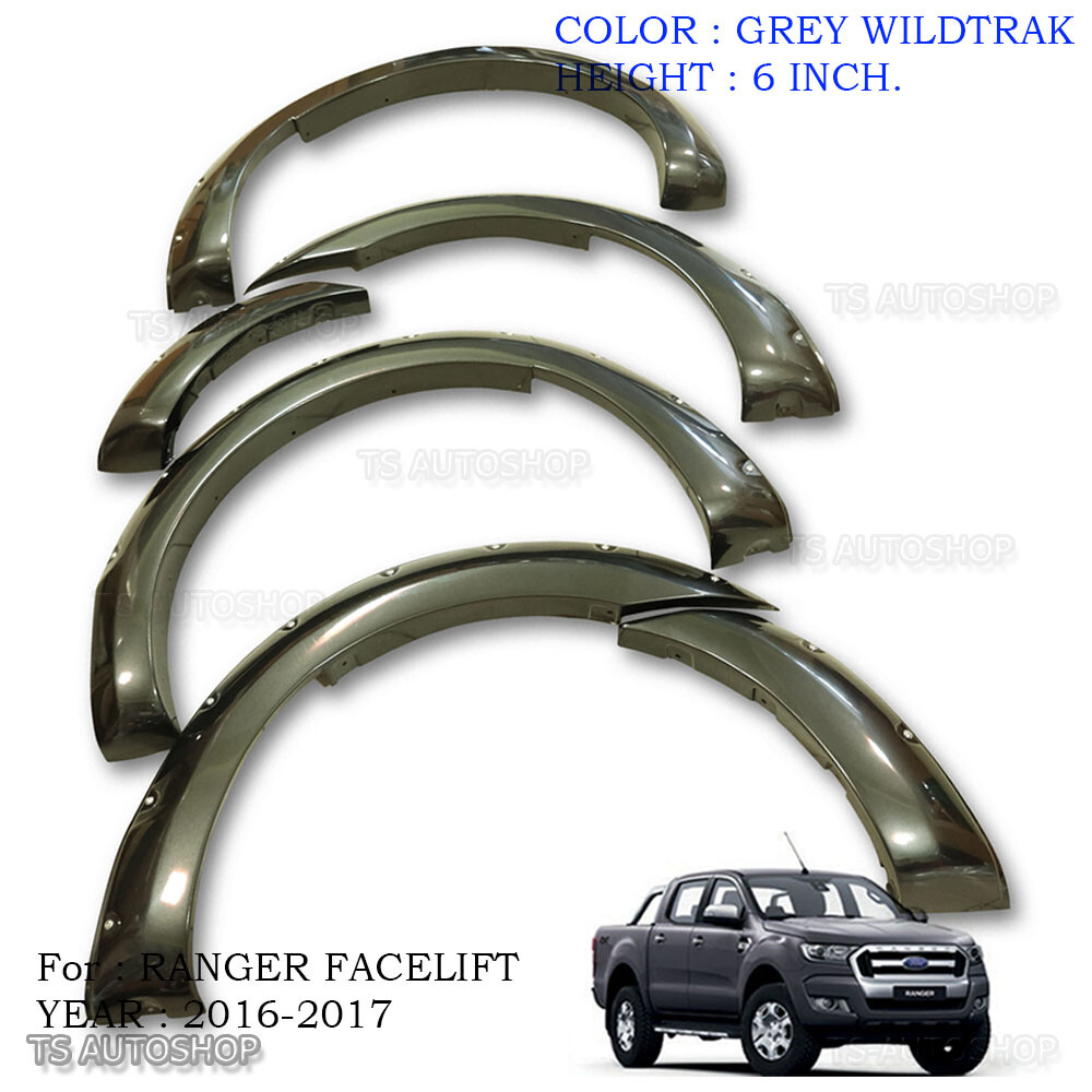 6inch Grey Fender Flares Off Road Nuts For Ford 4Dr Ranger Facelift Mk2 2016 17
