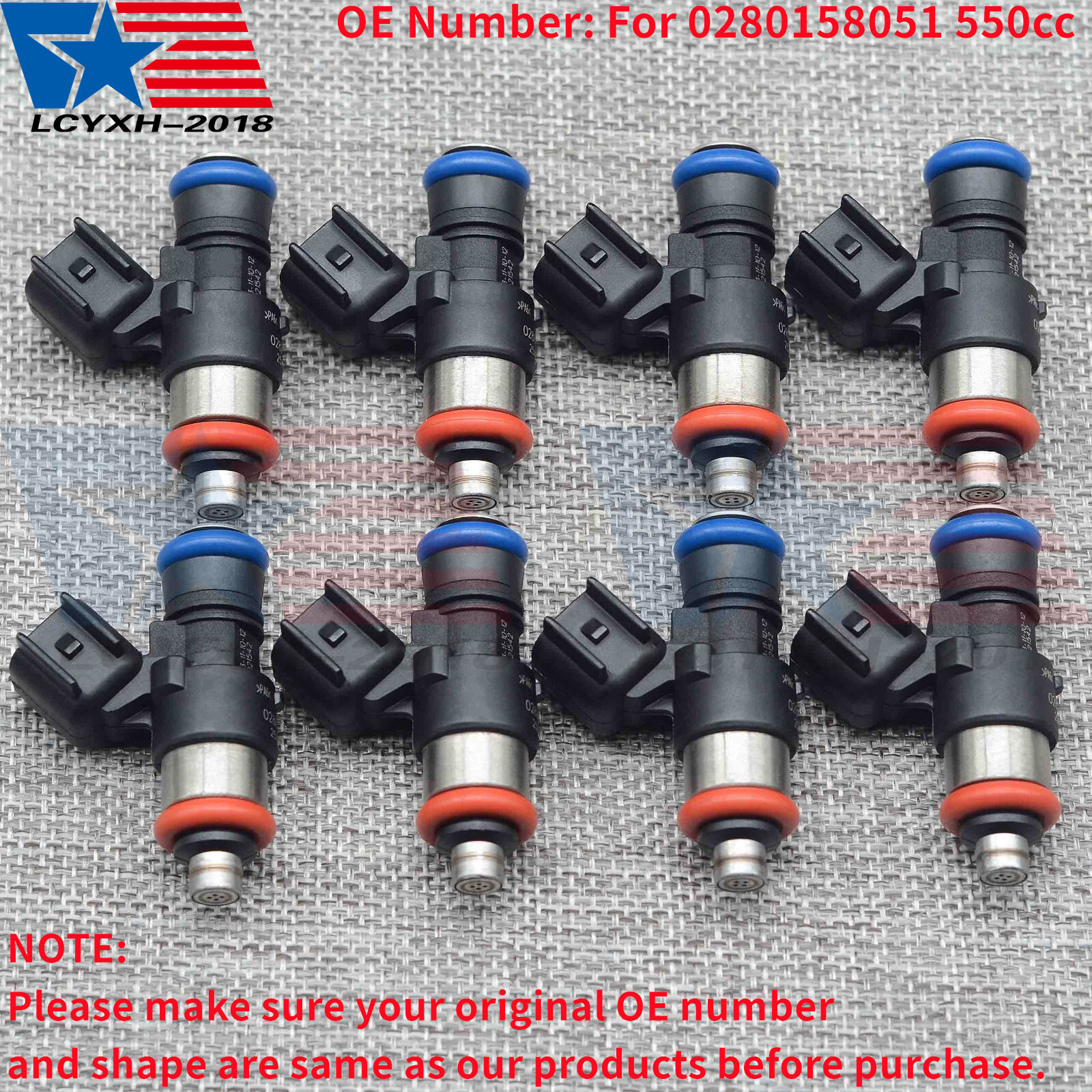 8 x 52lb 550cc Fuel Injectors For 06-15 Chevrolet Corvette LS3 L99 Camaro SS