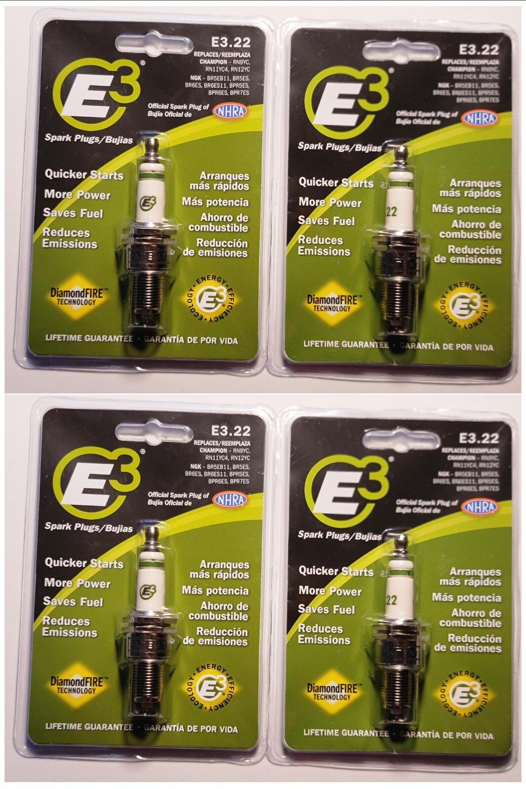 E3 Spark Plugs E3.22 (QTY 4)