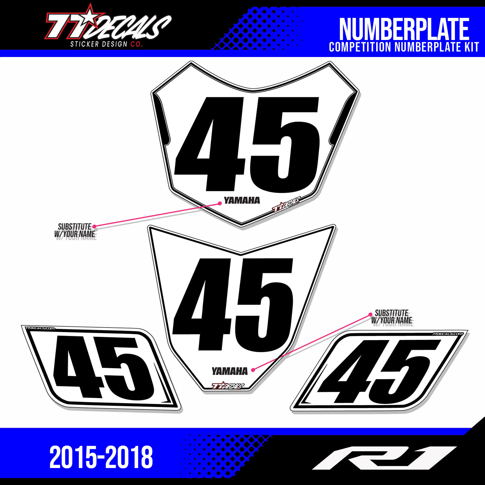 R1 Numberplates Raceplates 2015-2023 Trackday Racing Number Plates CCS WERA