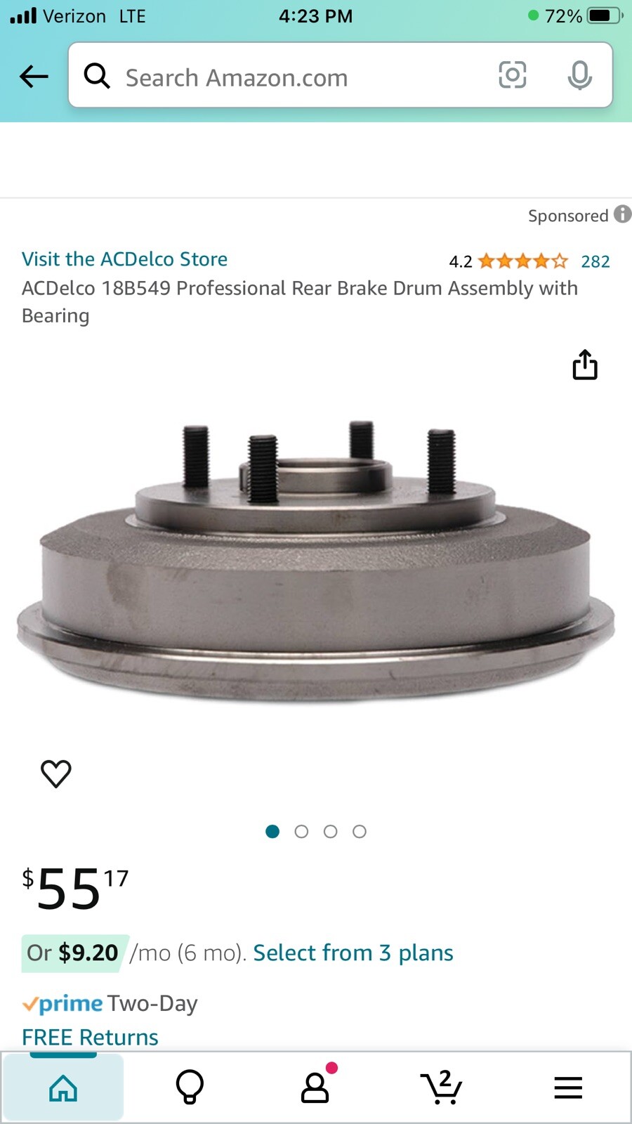 Ac Delicious Brake Drum 18b549an 2 Quantity