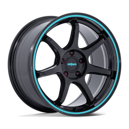 Rotiform Wheels RC208 BPU 19x9.5 +38 Gloss Black & Teal 5x114.3 5x4.5 (QTY 1)
