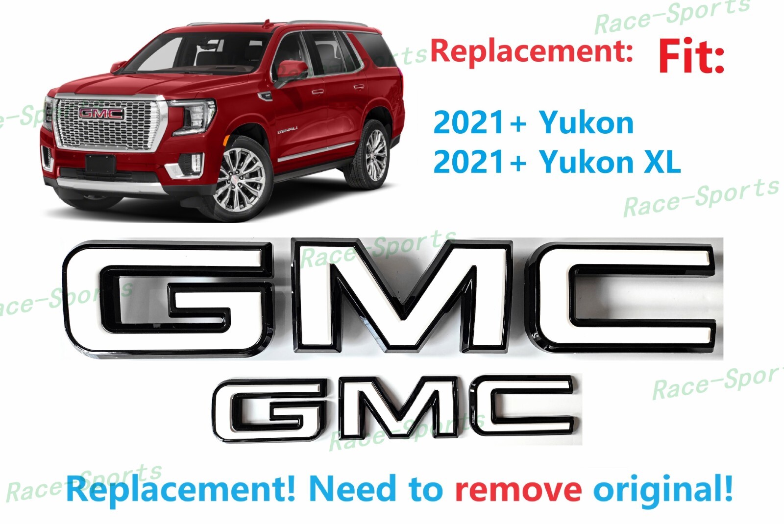 2PCS Set Front Rear Black White GMC Emblems Badges Fit For 2021+ Yukon Yukon XL 2PCS Set Front Rear Black White GMC Emblems Badges Fit For 2021+ Yukon Yukon XL