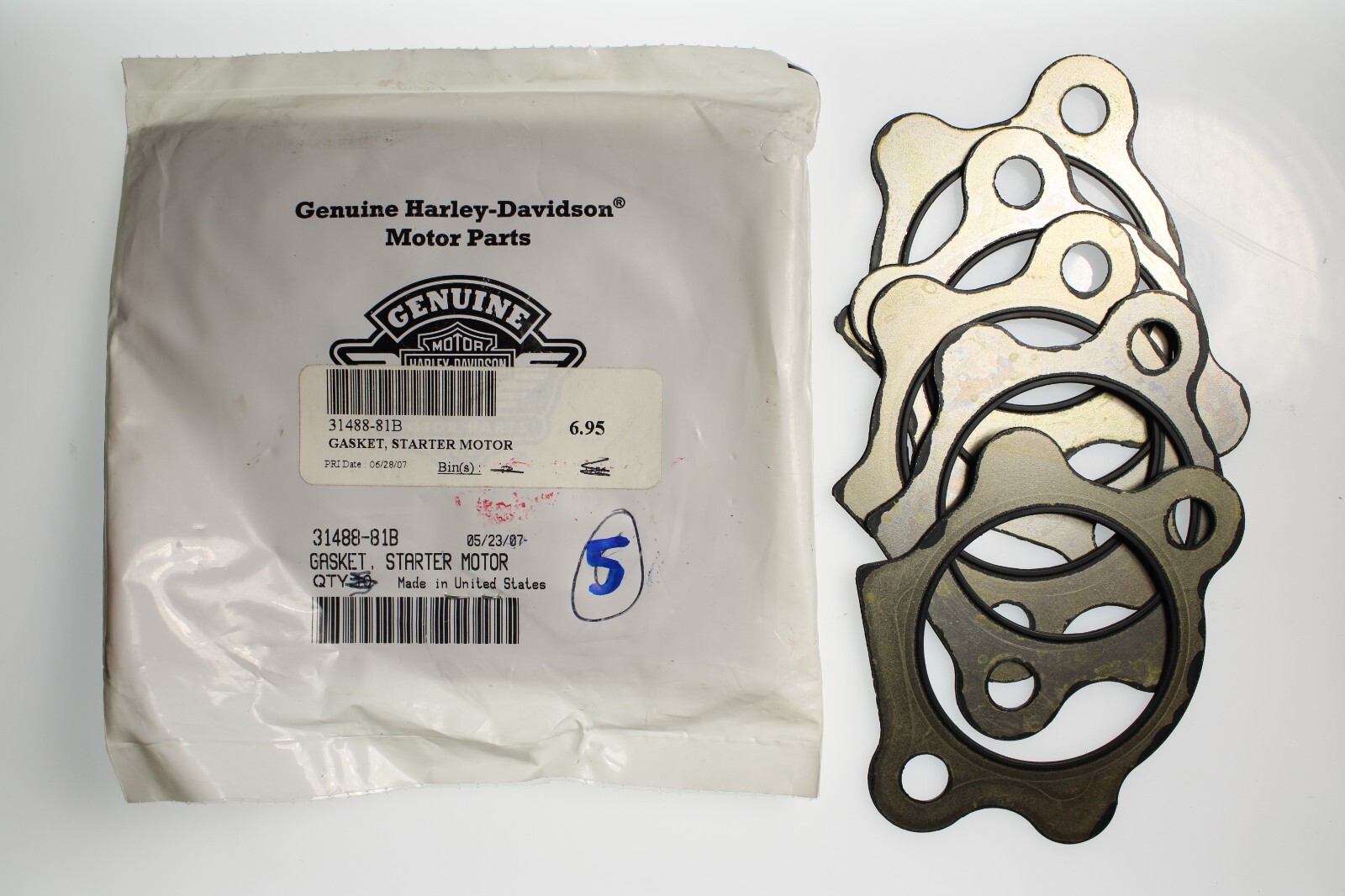 1 NOS OEM Harley Davidson Starter Motor Gasket 31488-81B, ONE GASKET PER ORDER